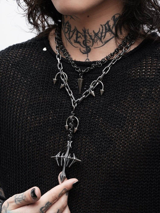 Goth Heavy Double Layered Necklace【s0000018996】