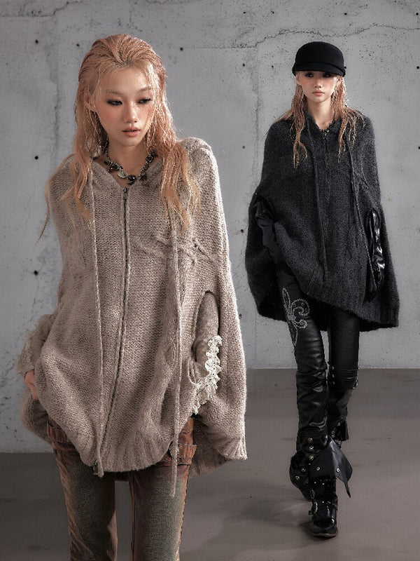 Twisted Knit Wool Cape Jacket【s0000019160】