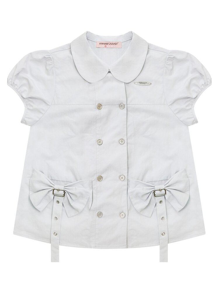 Bow Puff Sleeve Doll Collar Shirt【s0000016610】