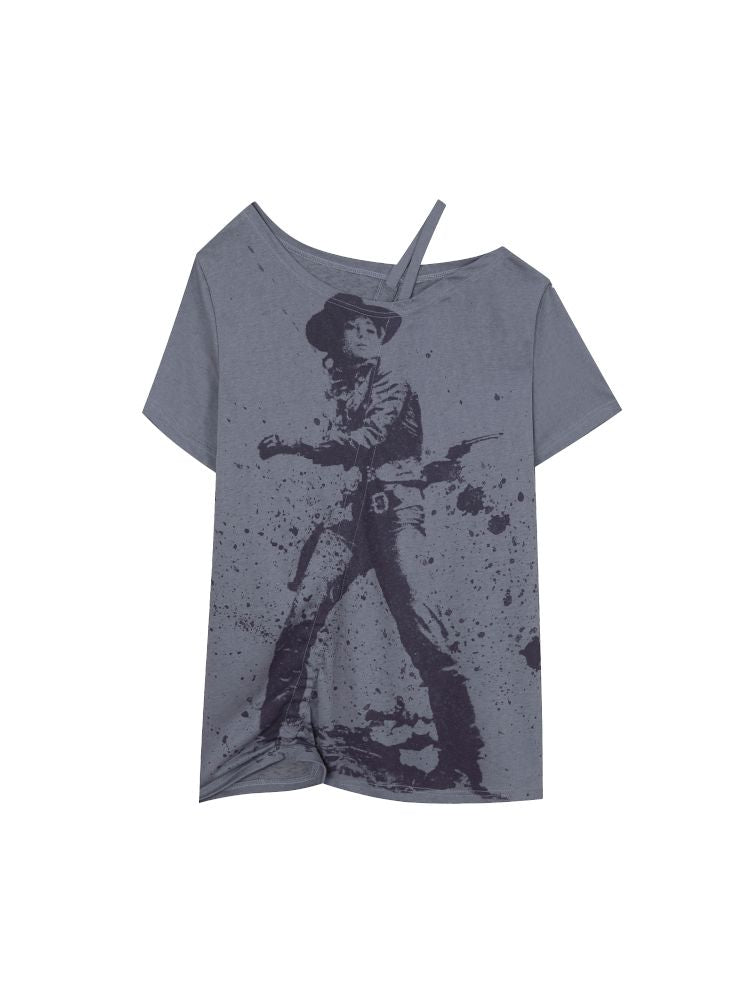 Drawstring Denim Girl Print T-Shirt【s0000012712】