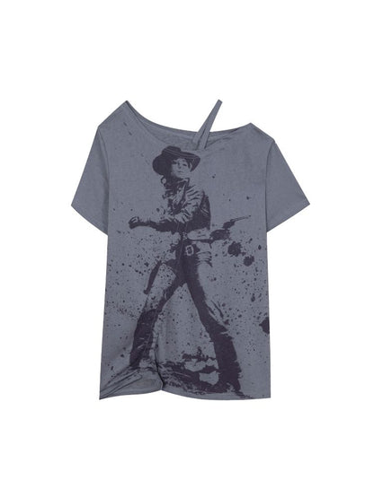 Drawstring Denim Girl Print T-Shirt【s0000012712】