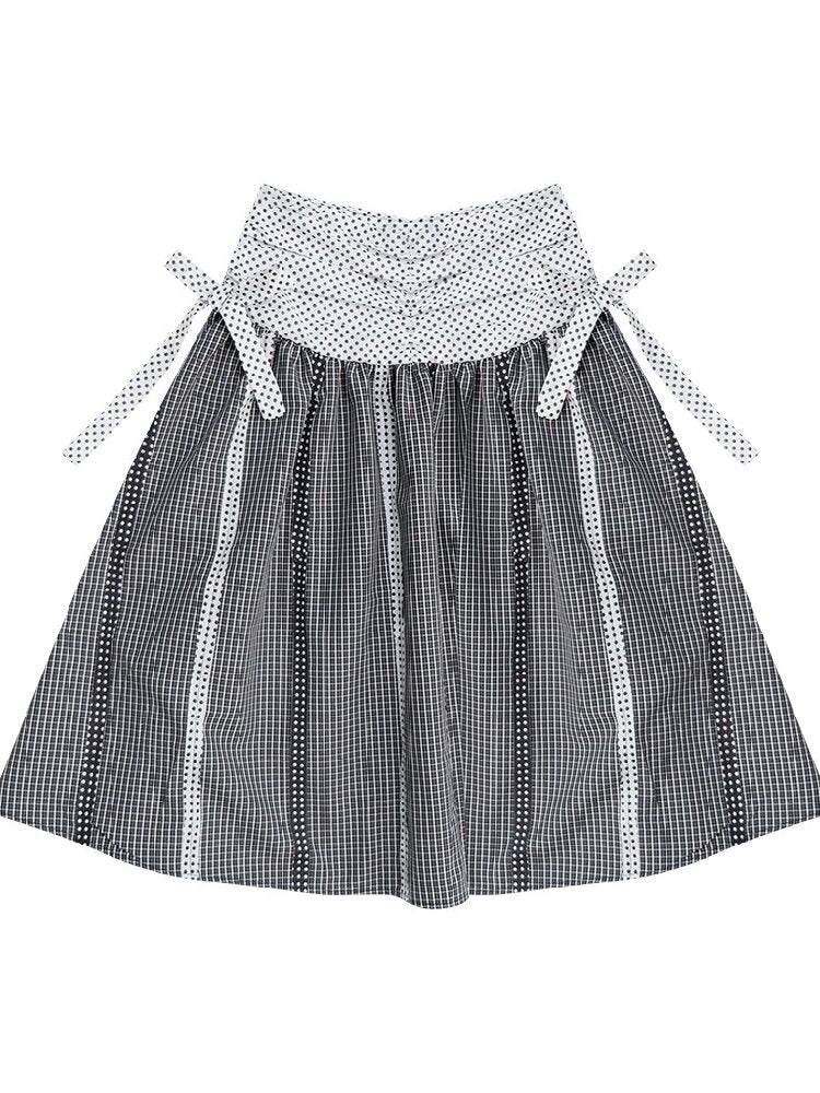 Retro Academy Plaid Polka Dot Skirt【s0000017154】