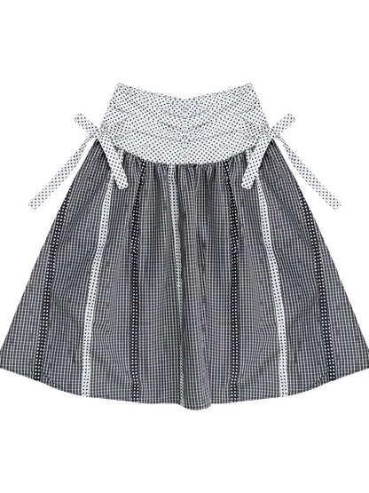 Retro Academy Plaid Polka Dot Skirt【s0000017154】