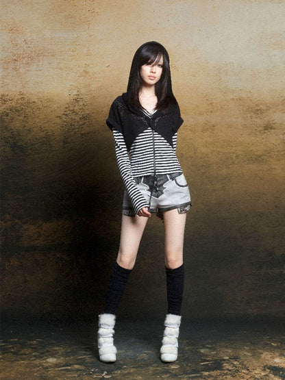 Wings Hot Rhinestone Hooded Short Tunic【s0000011818】