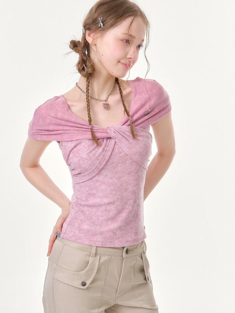 Flower Knot Butterfly Slim T-Shirt【s0000016605】