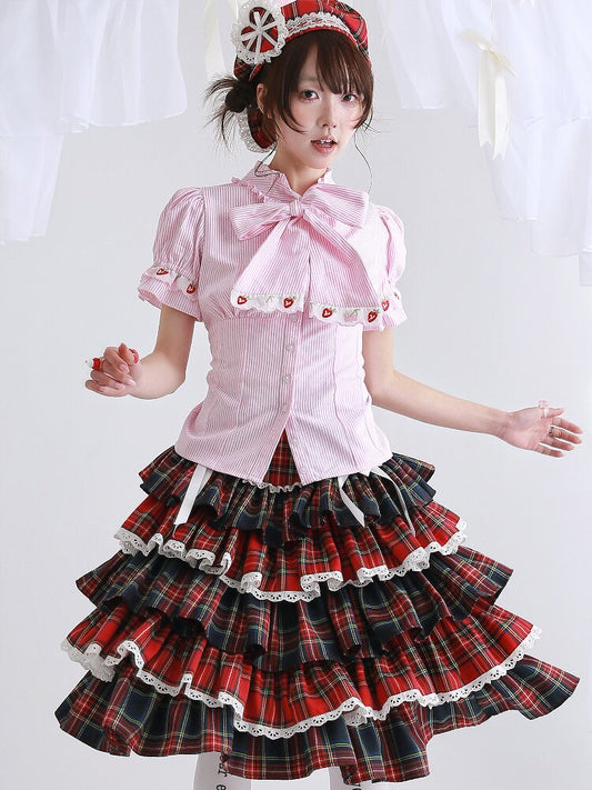 Pink Striped Lolita Inner Shirt【s0000016556】