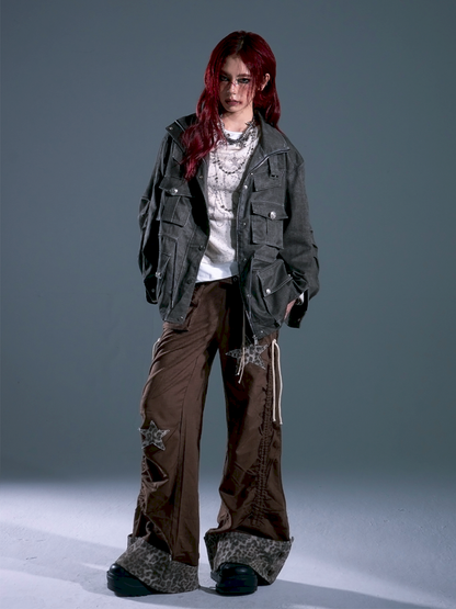 Casual Pocket Drawstring Loose Jacket【s0000013688