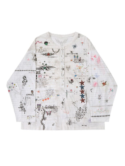 Manuscript Print Long Sleeve【s0000019143】