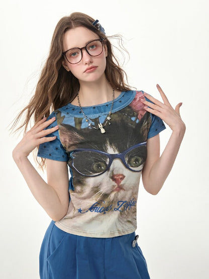 Top Student Cat Childlike T Shirt【s0000017267】
