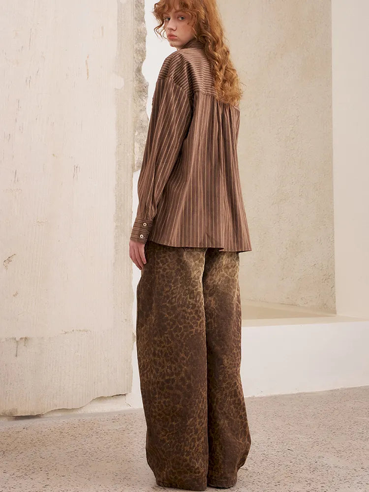 Velvet Beaded Contrast-Striped Vintage Shirt【s0000014079】