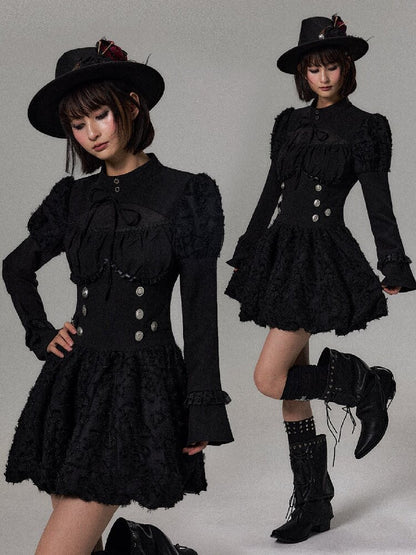 Sleeve Waist Cinching A Line Dress【s0000018489】