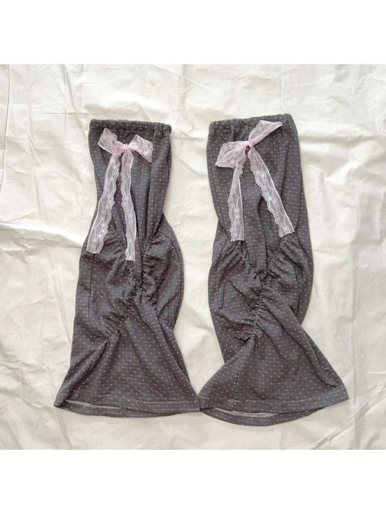 Polka Dot Lace Bow High Sock Cover【s0000015208】