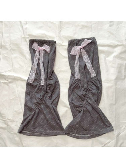 Polka Dot Lace Bow High Sock Cover【s0000015208】