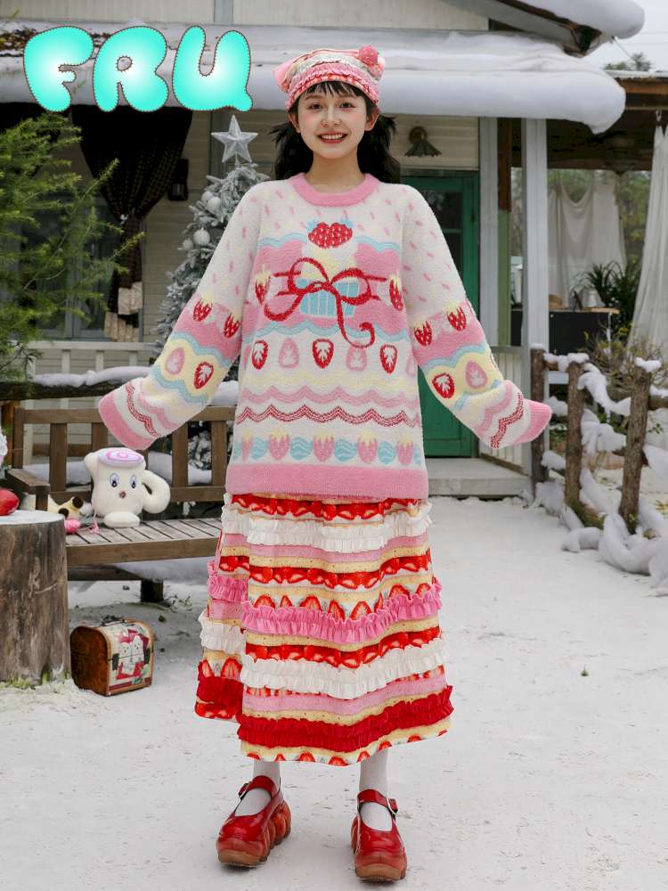 Corduroy Strawberry Print Skirt【s0000015104】