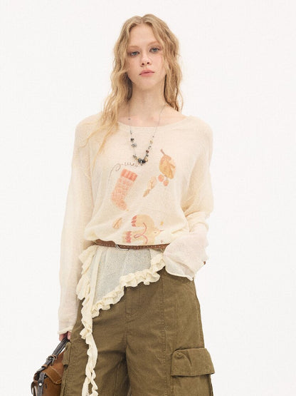 Fungus Edge Diagonal Hem Sweater【s0000015896】