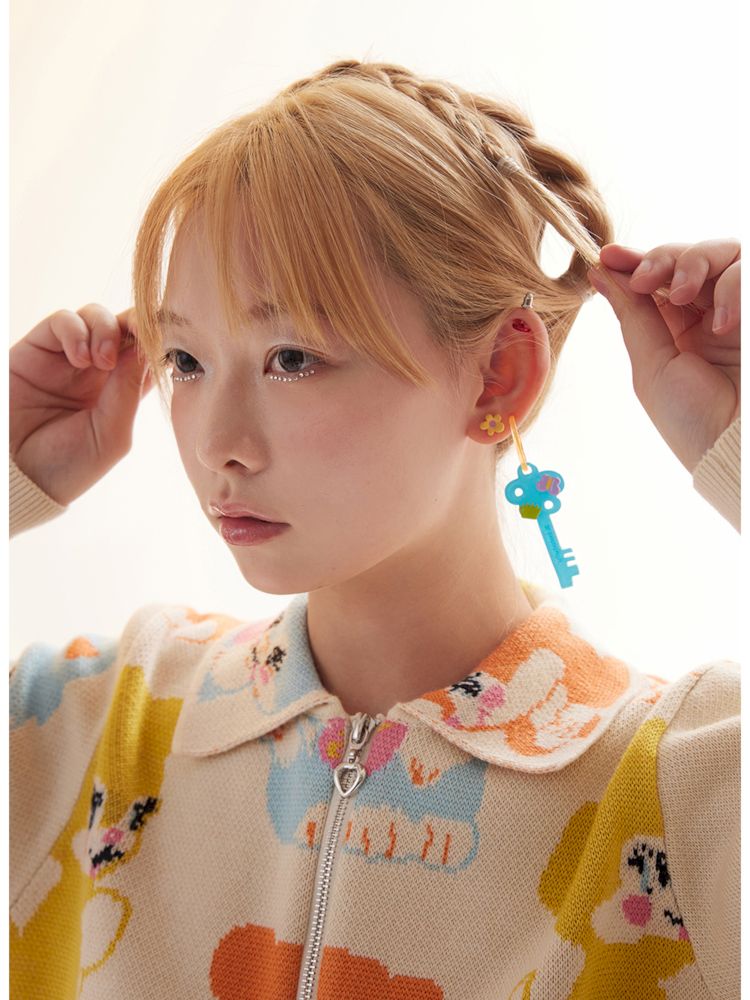 Cute Childish Key Earrings [S0000010033]