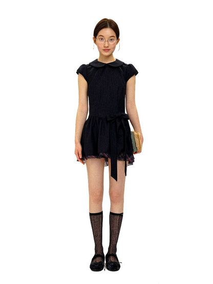 Preppy Dark Check Doll Neck Dress【s0000016427】