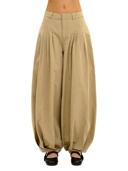 Cotton Pleated Casual Lantern Trousers【s0000016094】