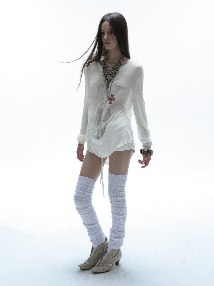 Knight Print Irregular T-Shirt【s0000016574】