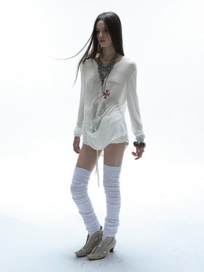 Knight Print Irregular T-Shirt【s0000016574】