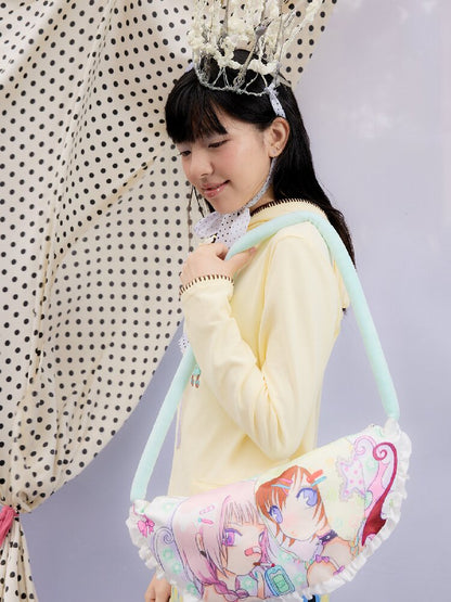 Frog Co-Print Splicing Pillow Bag【s0000015854】