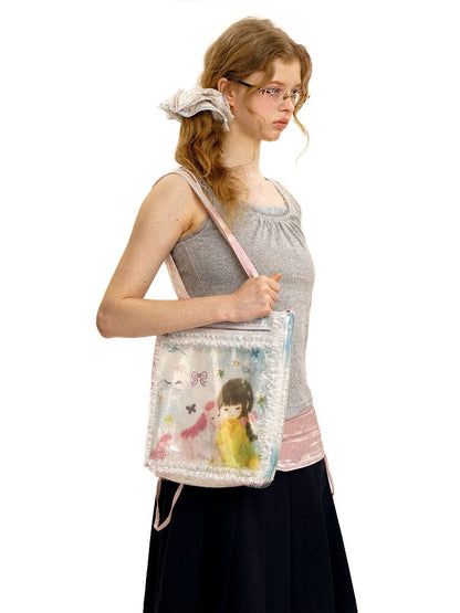 PVC Printed Illustration Girl Bag【s0000017449】