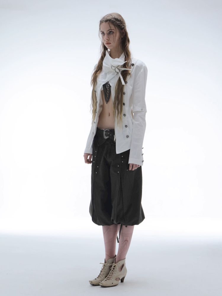 High-Neck Metal Buckle Napoleon Windbreaker【s0000013902】