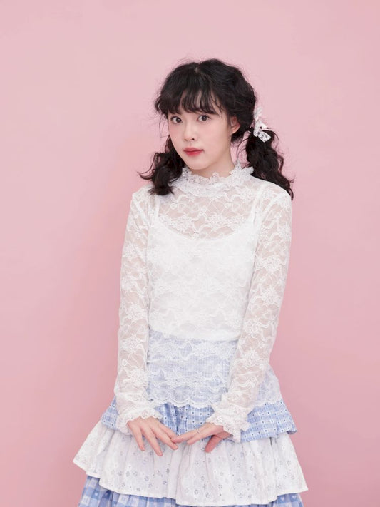 Lace Stretch Bottom Shirt【s0000012385】
