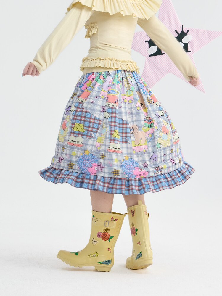 Plaid Ruffled High Waisted Skirt【s0000018369】