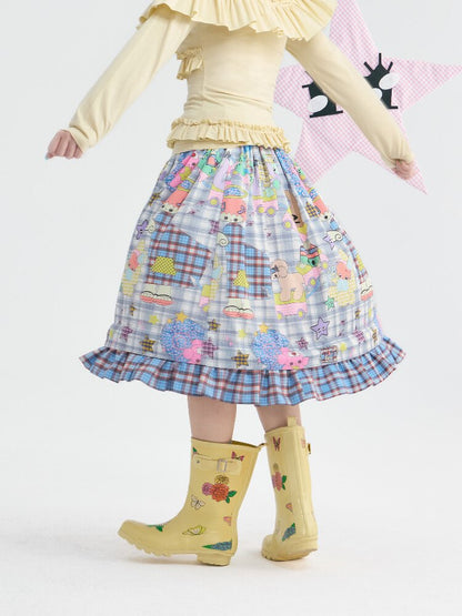Plaid Ruffled High Waisted Skirt【s0000018369】