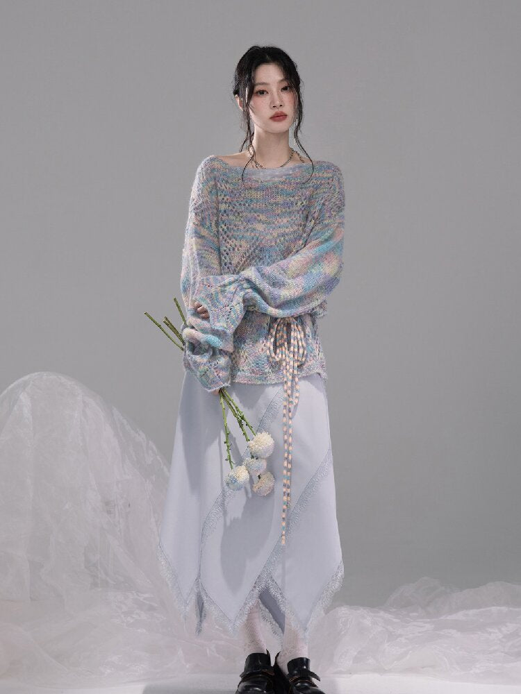 Flowing Shadow Gray Lace Skirt【s0000015734】