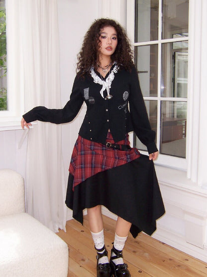 Punk Plaid Patchwork Irregular Skirt【s0000017899】