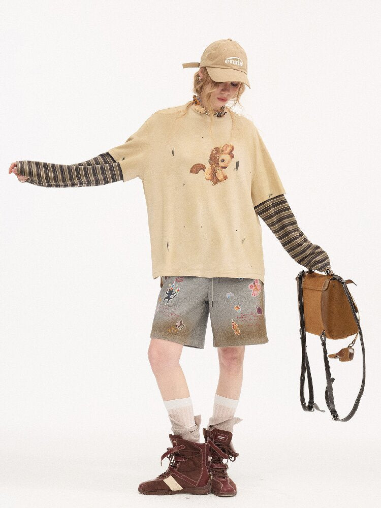 Bloom Patchwork Long Sleeve Tee【s0000015903】