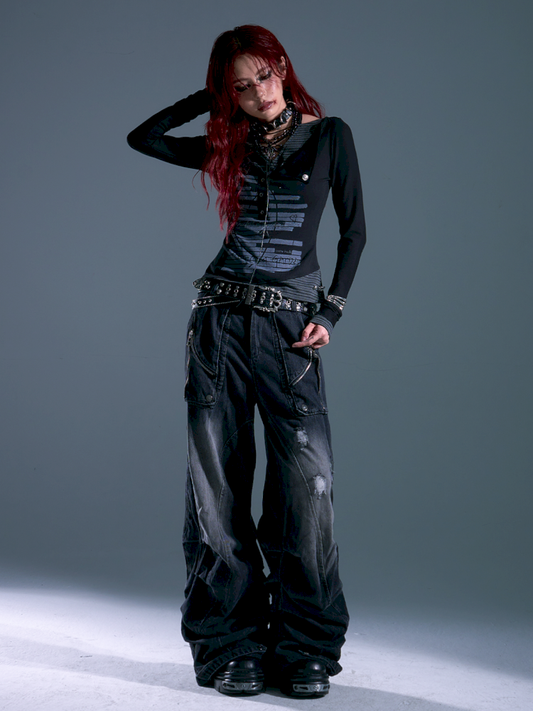 Lace-Up Slim-Fit Long-Sleeve Knit Base【s0000013911】