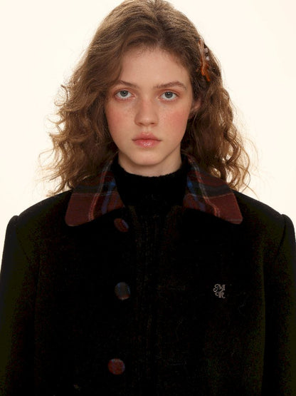 Plaid Worsted Wool Velvet Bow Tie Lapel Suit【s0000005983】