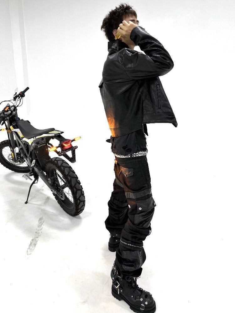 Snake Pattern Hand Waxed Jeans【s0000018300】