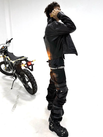 Snake Pattern Hand Waxed Jeans【s0000018300】