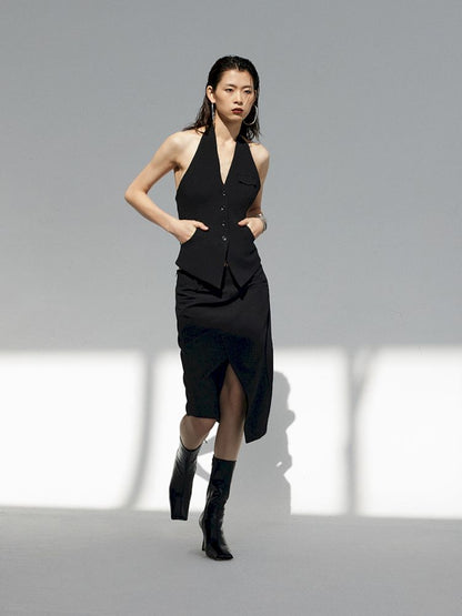 Asymmetric Slit Hem Suit【s0000007346】