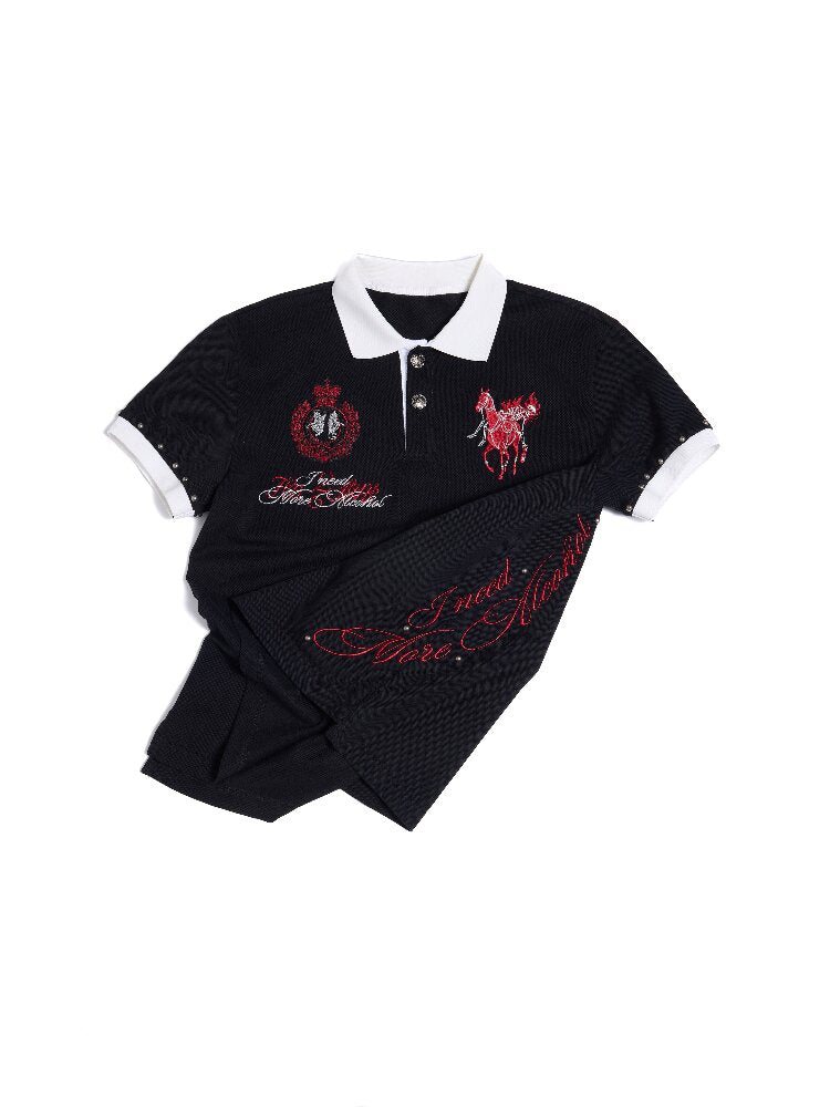Blazing Soul Embroidered Polo Shirt【s0000016974】