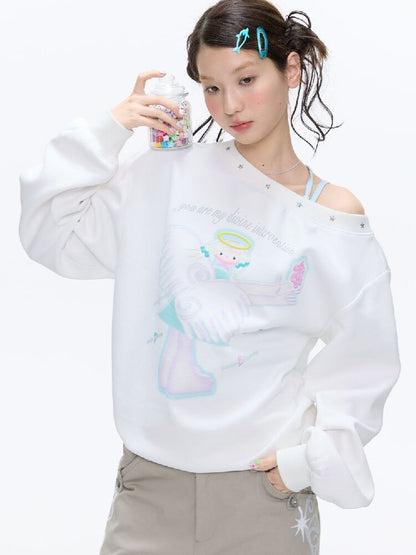 White Star Bead Shoulder Sweatshirt【s0000016384】