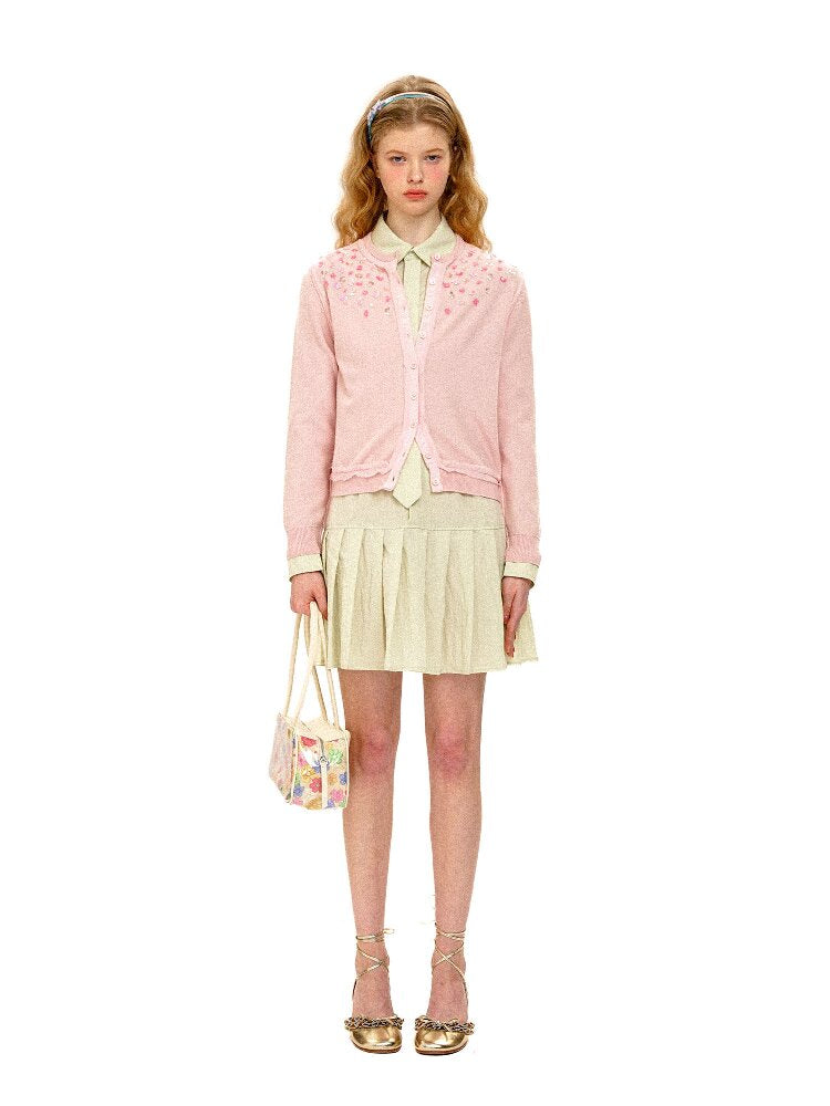 Cashmere Beaded Floral Cardigan【s0000016111】