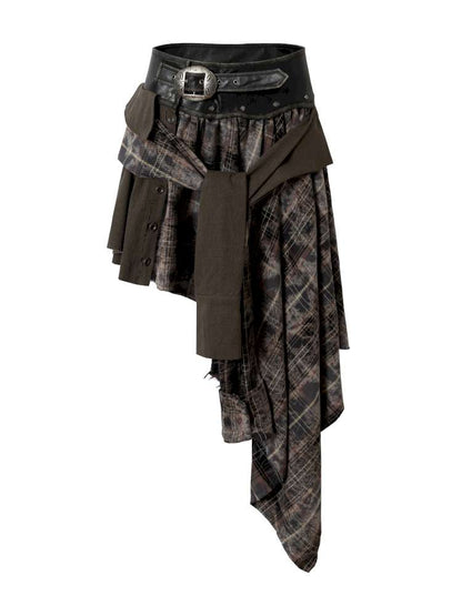 Patchwork Plaid Shirt Dress Skirt【s0000014473】