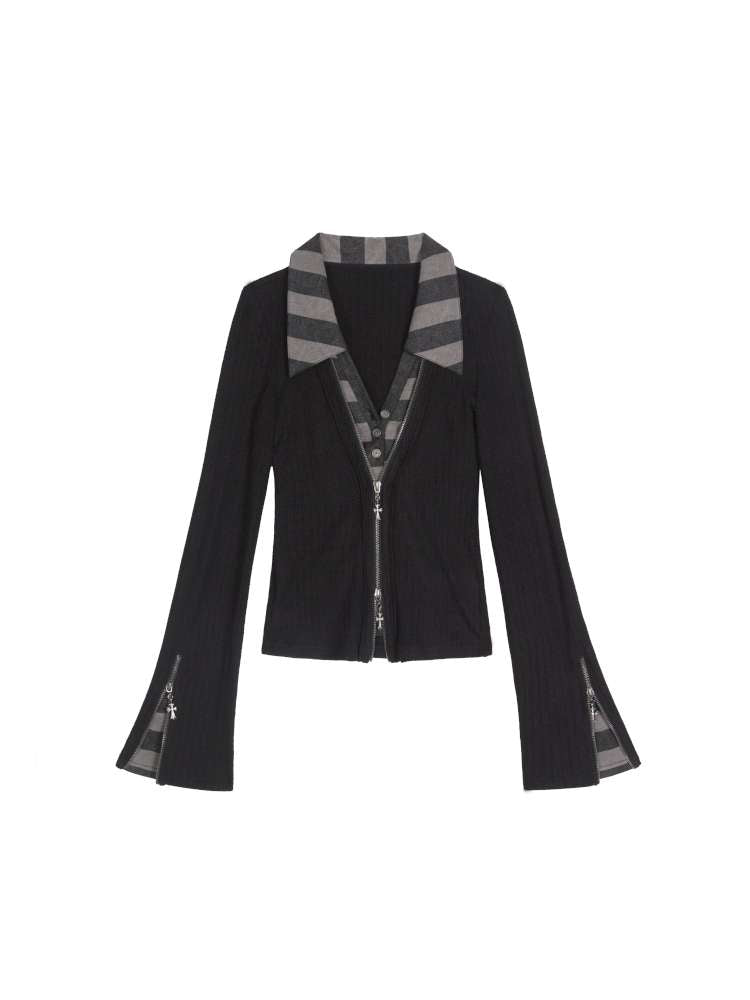 V-Neck Pullover Long-Sleeve Knit Top【s0000014492】