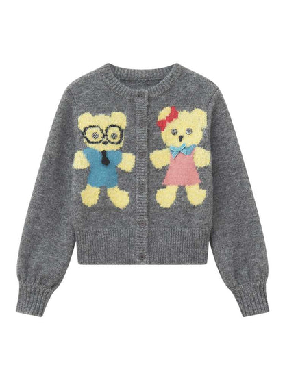 Teddy Bear Knit Crew Neck Cardigan【s0000014494】