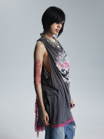 Loose Collar Printed Camisole Top【s0000017005】