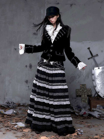 Patchwork Gathered A-Line Skirt【s0000014461】