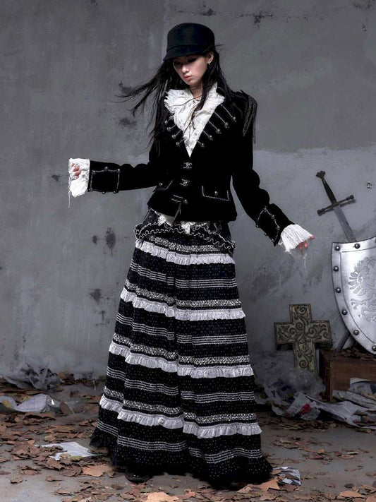 Patchwork Gathered A-Line Skirt【s0000014461】