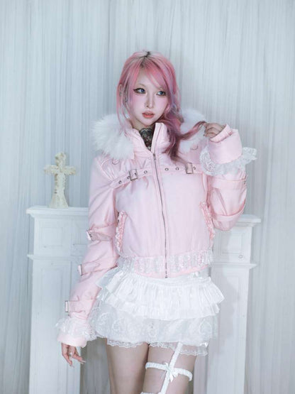 Detachable Hat Black Pink Two Tone Suit【s0000014679】