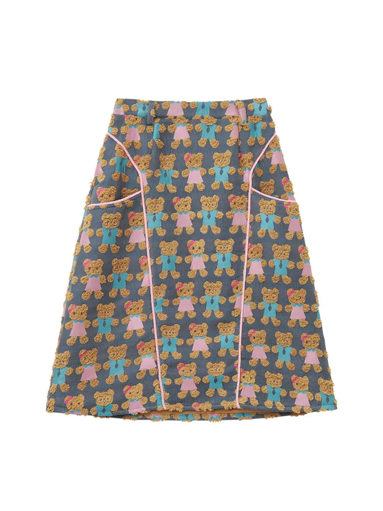 Bear Contrast-Color Skirt【s0000014145】