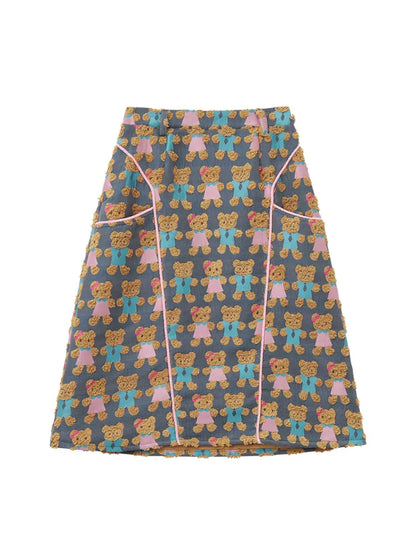 Bear Contrast-Color Skirt【s0000014145】